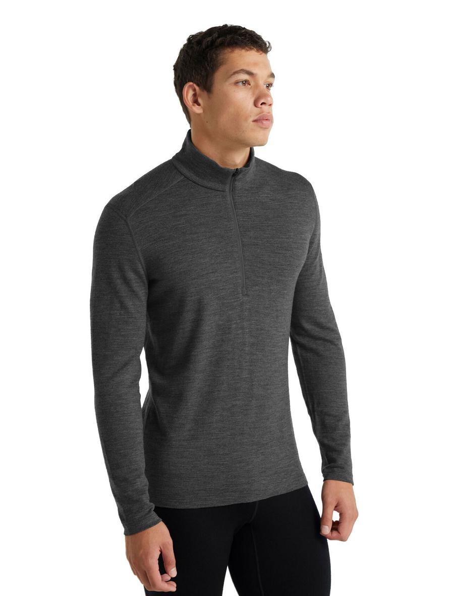 Men's Icebreaker Merino 260 Tech Long Sleeve Half Zip Thermal Top Base Layers Gritstone Heather | CA 1561GSOL